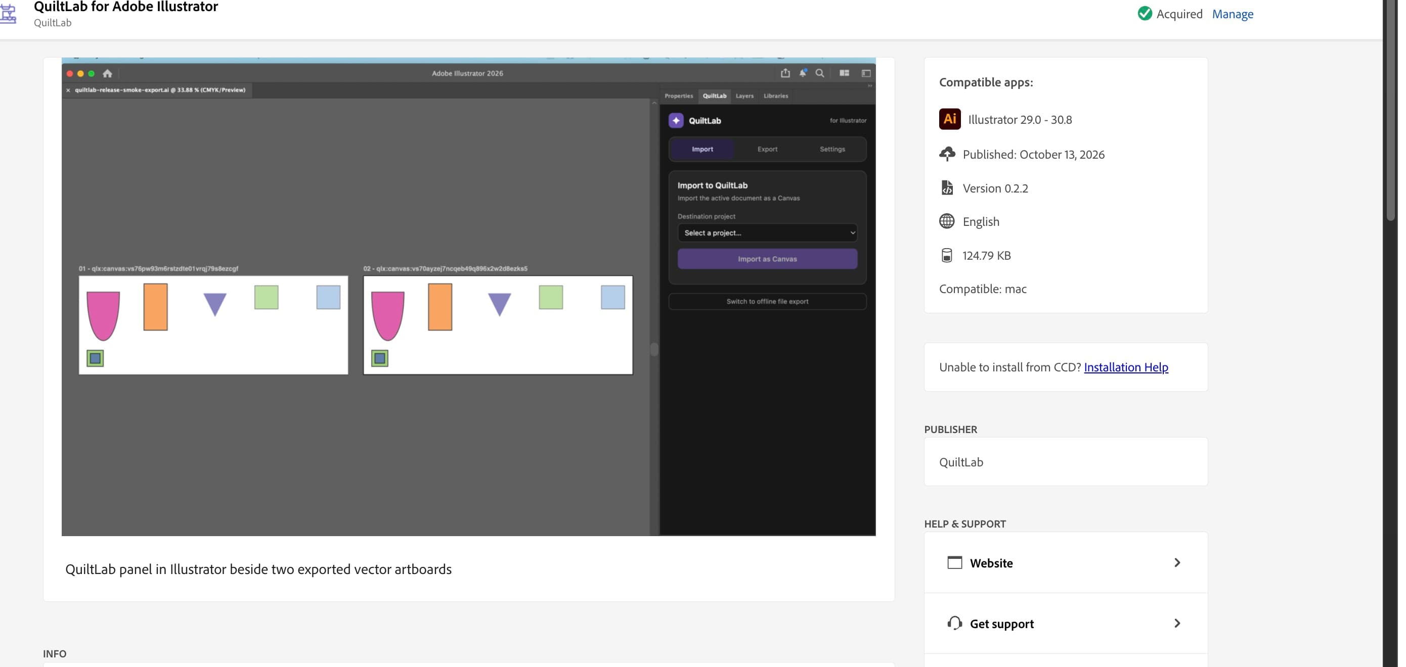 Install and use QuiltLab for Adobe Illustrator
