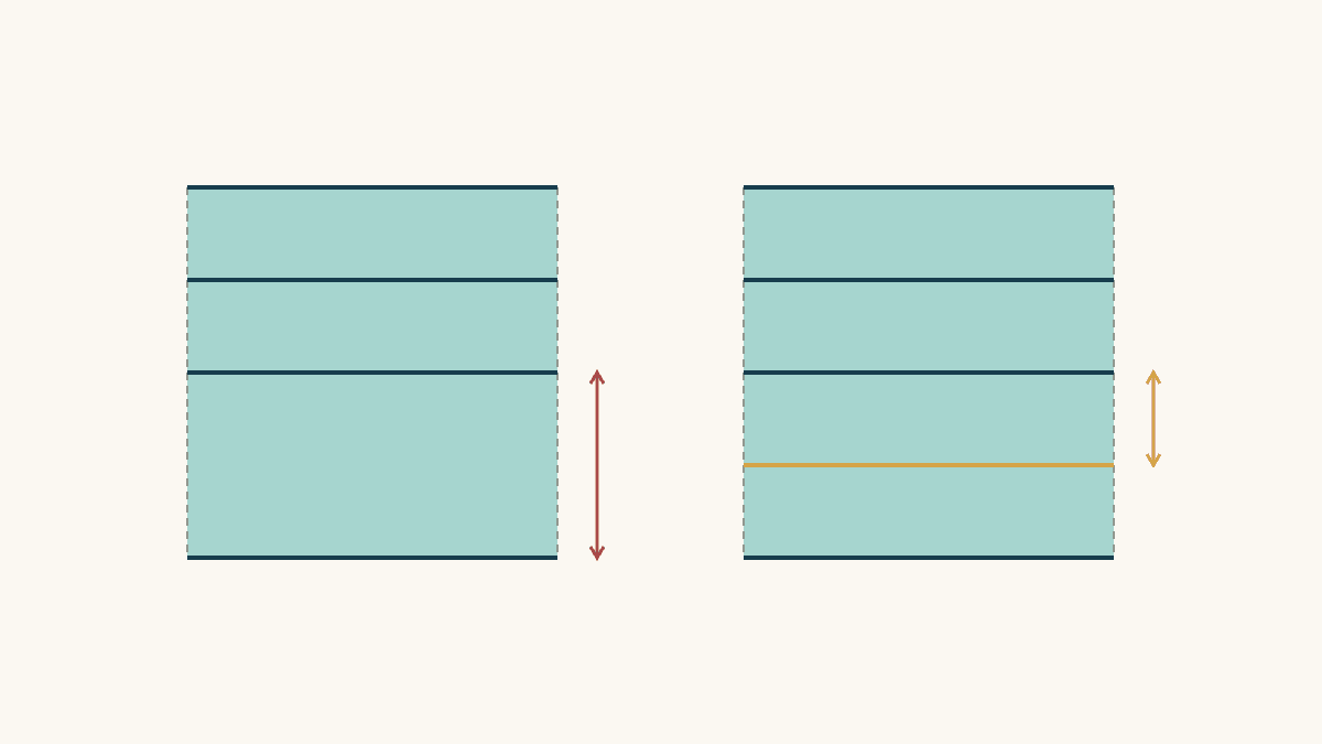 Original planning diagrams compare a six-inch gap between parallel quilting tracks with two three-inch gaps after an additional track is added