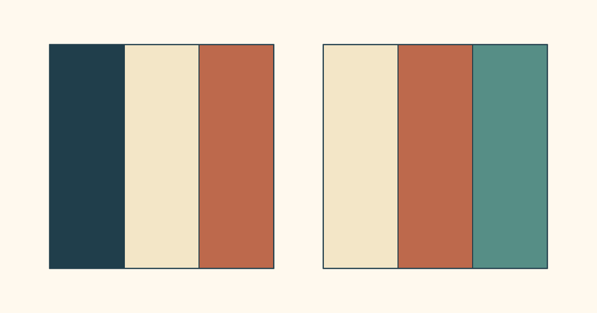 Two drawn three-panel foundation units showing the same simple geometry in different colors