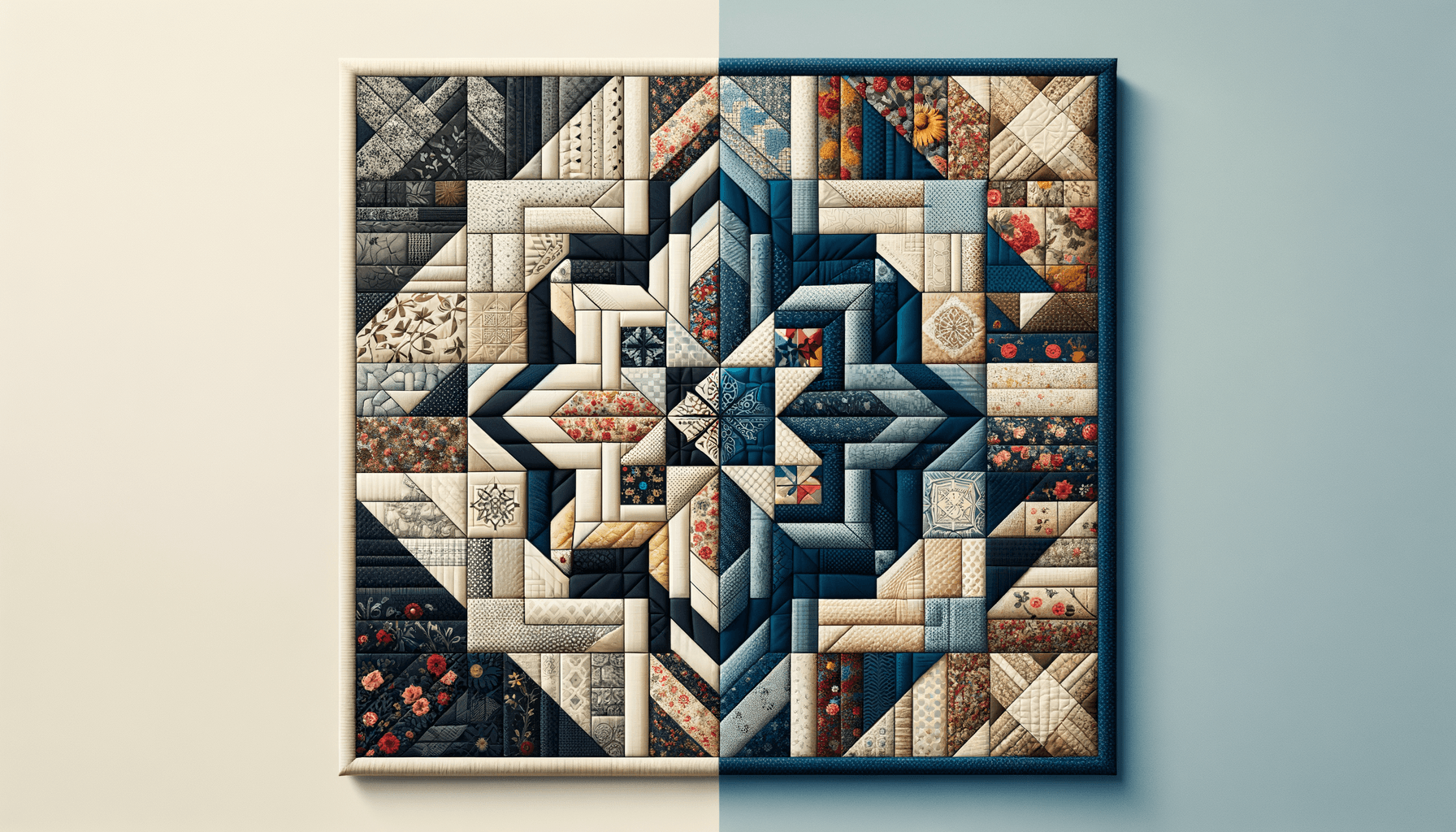 Modern and traditional quilt blocks side by side