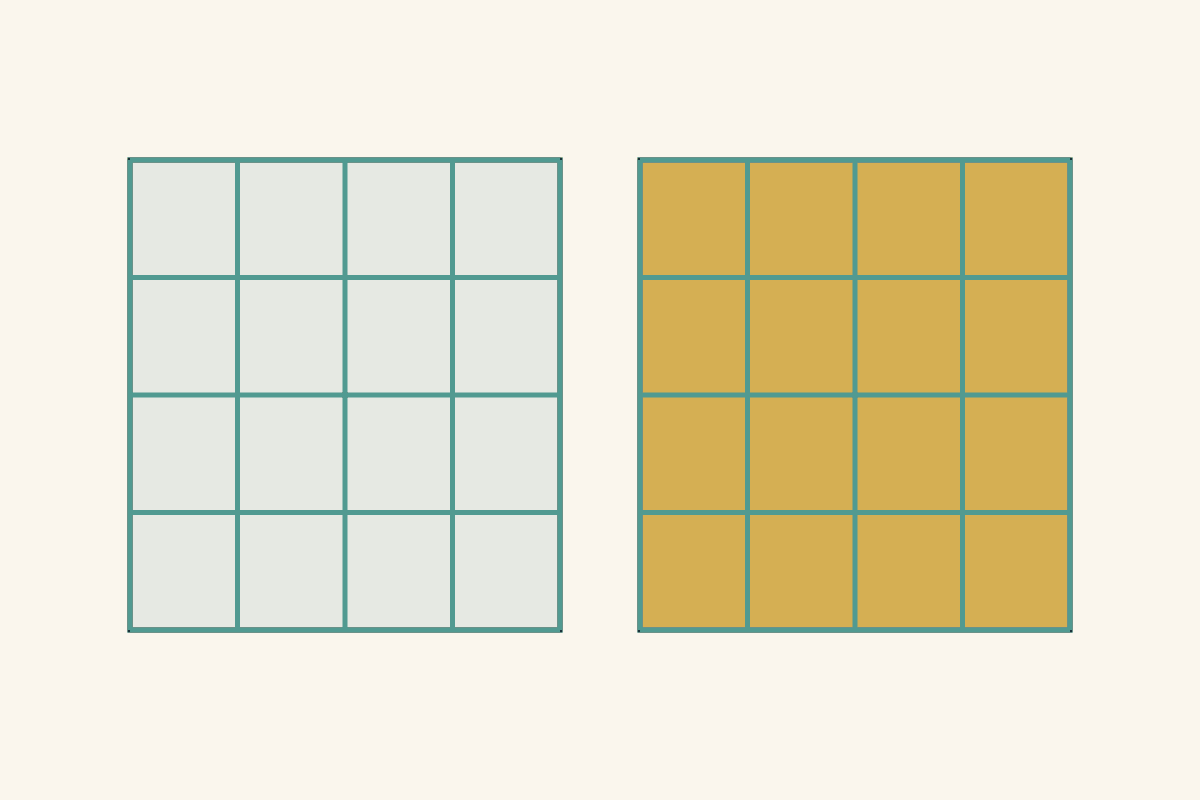 Two drawn rectangular sample maps with contrasting crosshatch lines, illustrating a batting comparison